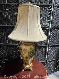Very Nice Asian Inspired Table Lamp w/John Richard Shade 