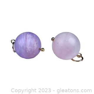 Amethyst & Rose Quartz 14kt Yellow Gold Plated Pendants
