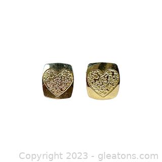 14kt Yellow Gold Heart Stud Earrings