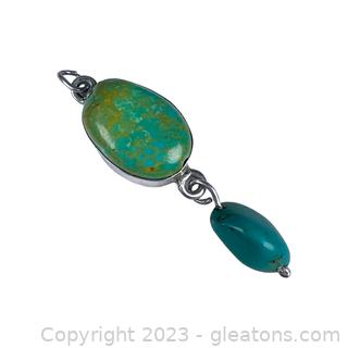 Turquoise Dangle Pendant Sterling Silver