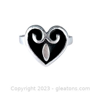 Heart Swirl Ring in Sterling Silver
