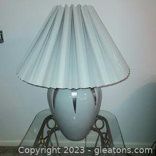 Oversized Gray Table Lamp with Black/Silver Embellishment