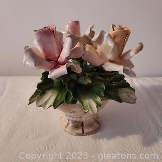 Beautiful Capodimonte Rose Flower Basket