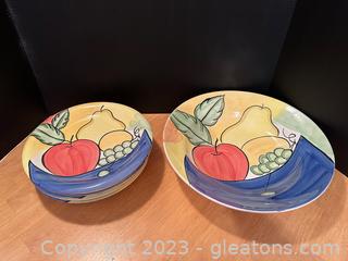 Vintage Salute Ceramics Large Bowl & 6 Dinner Plates (Lot of 7)
