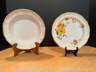 Mikasa "Baronial" Stoneware Soup Bowls & "Baronial Florian" Salad/Dessert Plates (Lot of 24)