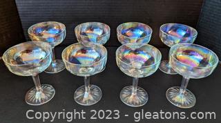 Vintage Iridescent Champagne Glasses, Set of 8