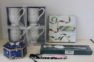 Pink Swarovski Crystalline Pen, Silverplated Scalloped Server & More 