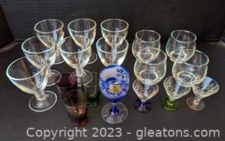Variety of Cordial Glasses Featuring “Le Perle” Crystal Colbalt Blue Glass & More