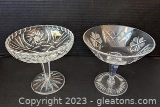 Bohemian Lead Crystal Star of David Compote Dish & an Extra Crystal Compote Dish