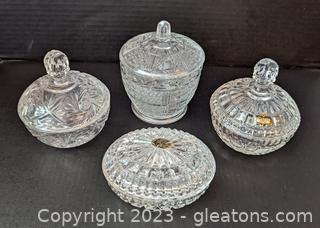 4 Trinket Dishes Featuring 2 Lead Crystal, 1 Made in W. Germany
