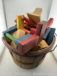 Wooden Bucket Full of Blocks