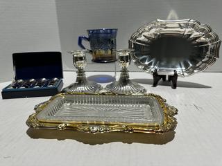 Gorham Heritage Dish, Silver Plated Dish w/Crystal Liner & More 