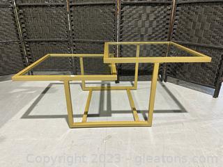 Gold Metal & Glass Multi Level Coffee Table 