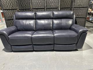 Luxury Leather Reclining Sofa - Dark Blue