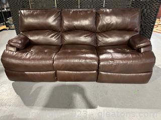 Nice 3 Seat Manual Reclining Brown Alternative Leather Couch 