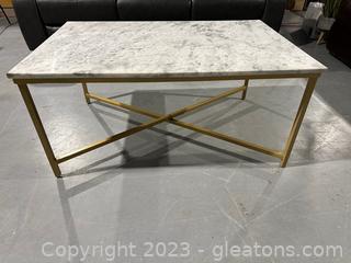 Gold Metal Coffee Table w/Stone Top 