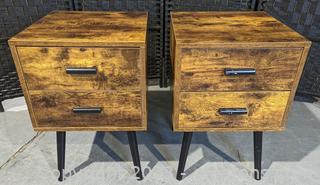 Rustic Pair of 2 Drawer Bedside Tables 