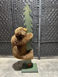 Darling Stuffed Bear Climbing Tree Decor 