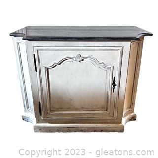Elegant Distressed “Luca White” Buffet Base with Marble Top