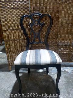 Elegant Black Dining Chair with Upholstered Seat from Arhaus Furniture. Made in Italy
