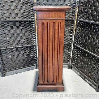 Lovely Wooden Column/Plant Stand with Inlaid Design Top 