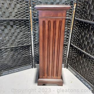 Lovely Wooden Column/Plant Stand with Inlaid Design Top 