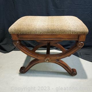 Upholstered Mahogany Vanity Stool 