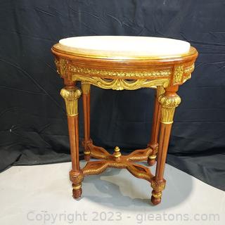 Lovely Louis XVI Style Marble Top Accent Table 