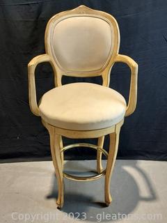 French Style Bar Stool with Suede Upholstered Seat 
