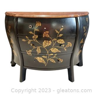 Lovely Bombay Style 3 Drawer Chest with Hand Painted Leaf and Flower Motif 