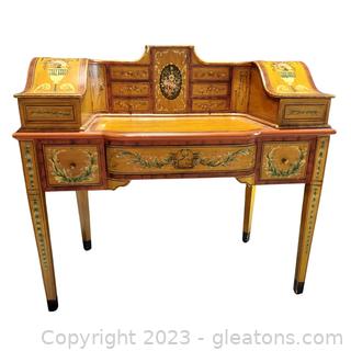 Gorgeous Late 20th Century Hand-Painted Carlton House Style Writing Desk 