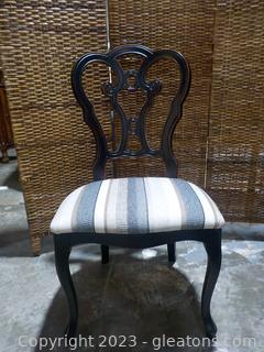 Elegant Black Dining Chair with Upholstered Seat from Arhaus Furniture. Made in Italy