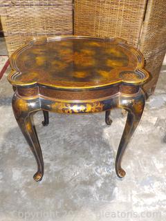 Beautiful Hand-Painted Maitland Smith Lacquered Chinoiserie Occasional Table