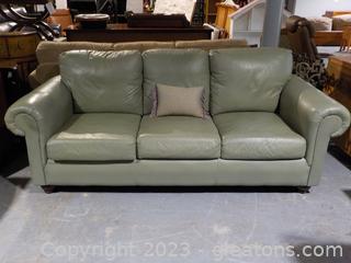 Light Forest Green Leather 3-Seat Sofa From Leather Creations Furniture Factory 