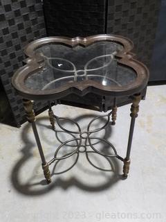 Attractive Brown Metal and Resin Side Table with Acrylic Top 