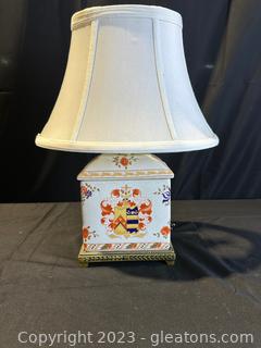 Gorgeous Porcelain Imari Style Table Lamp w/White Shade