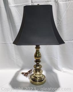 Brass Table Lamp with Black Shade