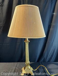 Lovely Metal Gold Column Table Lamp with Shade