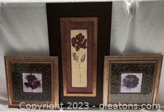 3 Pieces of Floral Wall Art