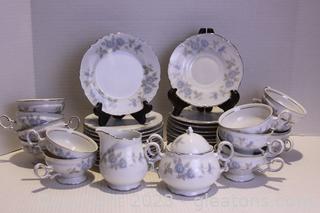 Seneca Teacups & Saucers, Cream & Sugar Bowl & Dessert Plates By Mikasa