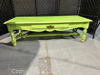 Distressed Farmhouse Style Green Painted Coffee Table 
