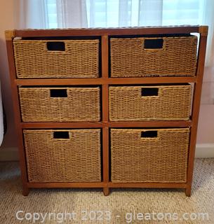 6 Drawer Storage Cabinet with Wicker Baskets