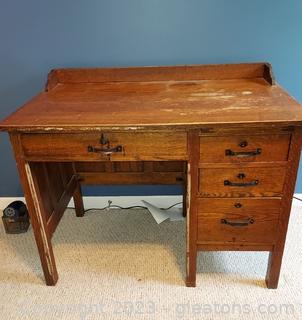 Vintage Wooden Teacher Desk