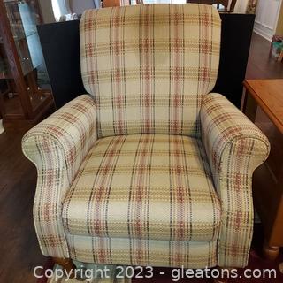 Lovely Tan and Red Plaid Recliner