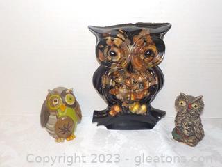 Three Decorative Owls