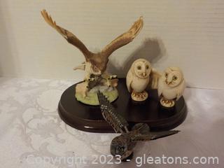 Harmony Kingdom Two by Two Owl Figurines, & Two Flying Owl Figurines, Base not included