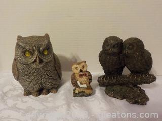 Nice "Top Collection" Owl and 2 other Owl Figurines