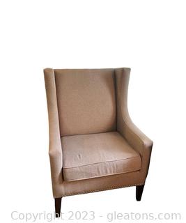 Modern Nailhead Trim Wide Wingback Chair 