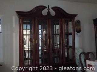 Beautiful Cherry Wood Lighted China Cabinet (Matches Lots 6003, and 6007)