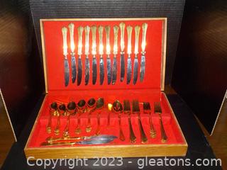 Beautiful Set of Cambridge Stainless Steel Flatware from Korea, Gold-Tone (66 pc)